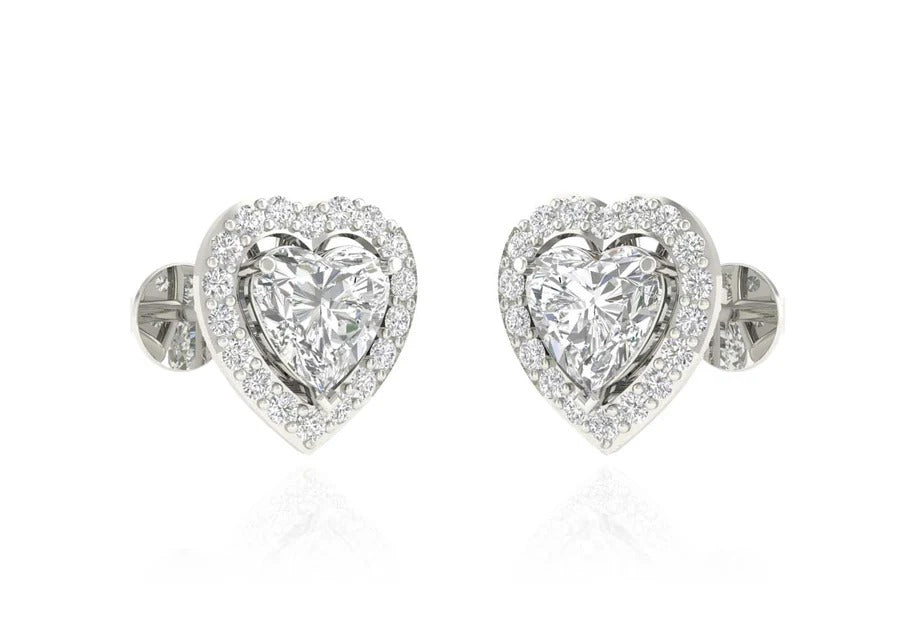 Heart Halo Earring - White Gold