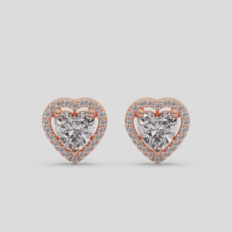 Heart Halo Earring - Rose Gold