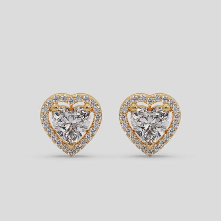 Heart Halo Earring - Yellow Gold