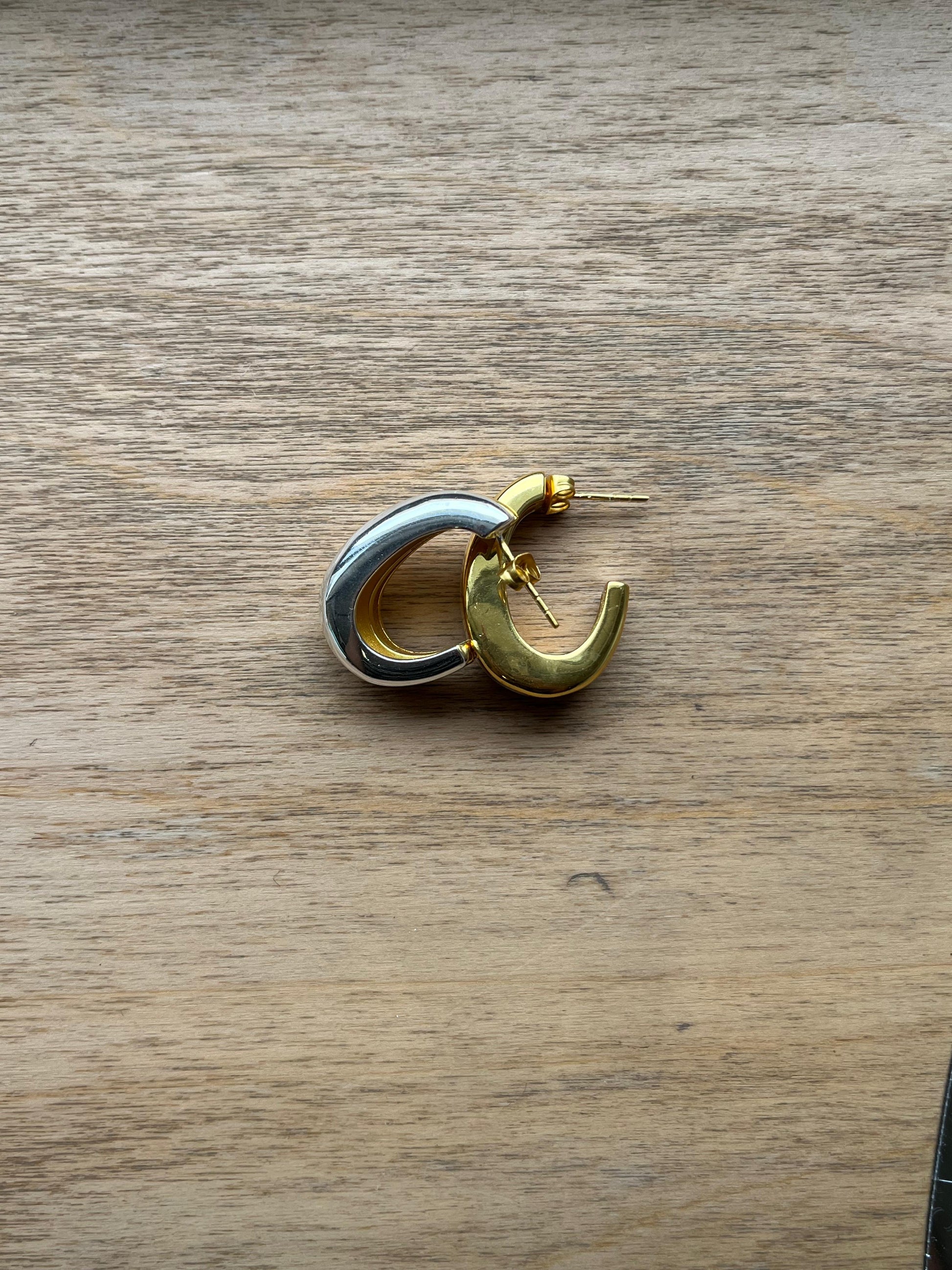 dome earring small gold and silver 