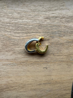 dome earring small gold and silver 