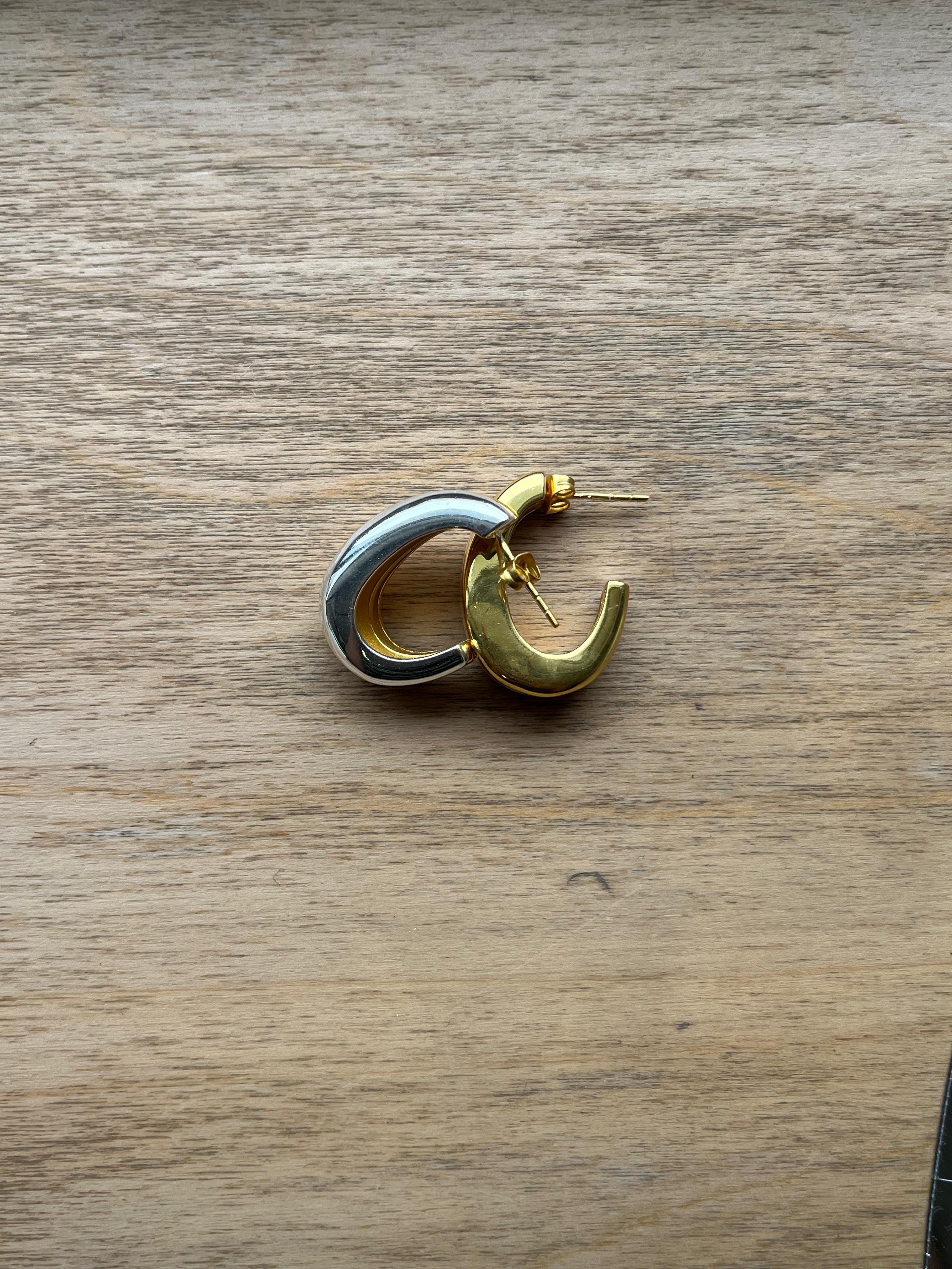 dome earring small gold and silver 