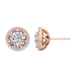 Round Halo Earring - Rose Gold otrodiamonds
