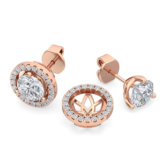 Round Halo Earring - Rose Gold otrodiamonds