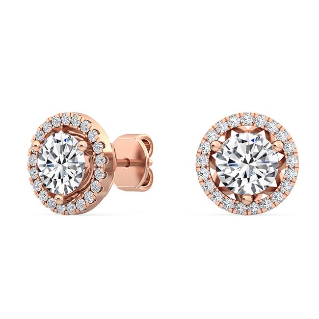 Round Halo Earring - Rose Gold otrodiamonds