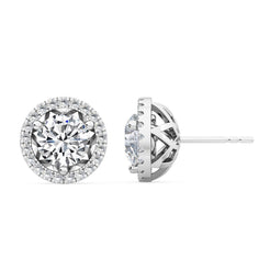 Round Halo Earring - White Gold otrodiamonds
