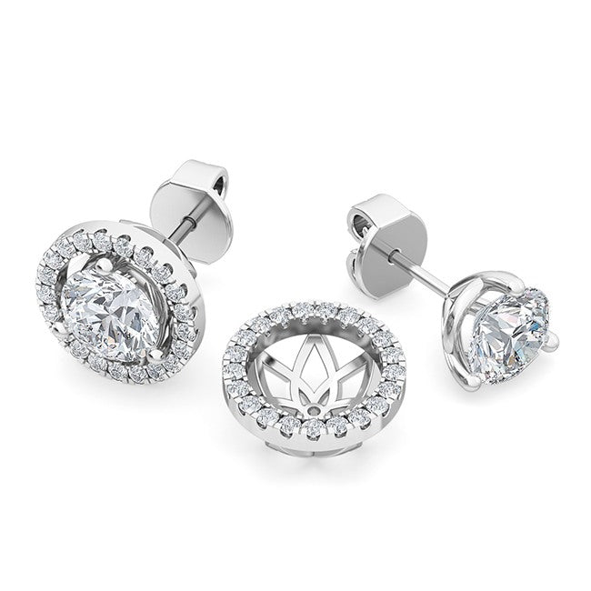 Round Halo Earring - White Gold otrodiamonds
