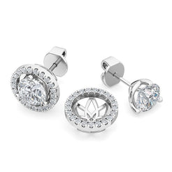 Round Halo Earring - White Gold otrodiamonds