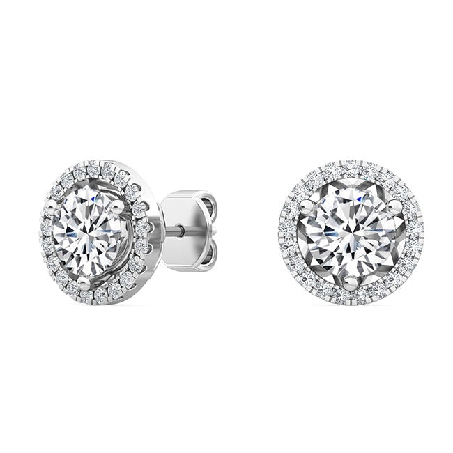 Round Halo Earring - White Gold otrodiamonds