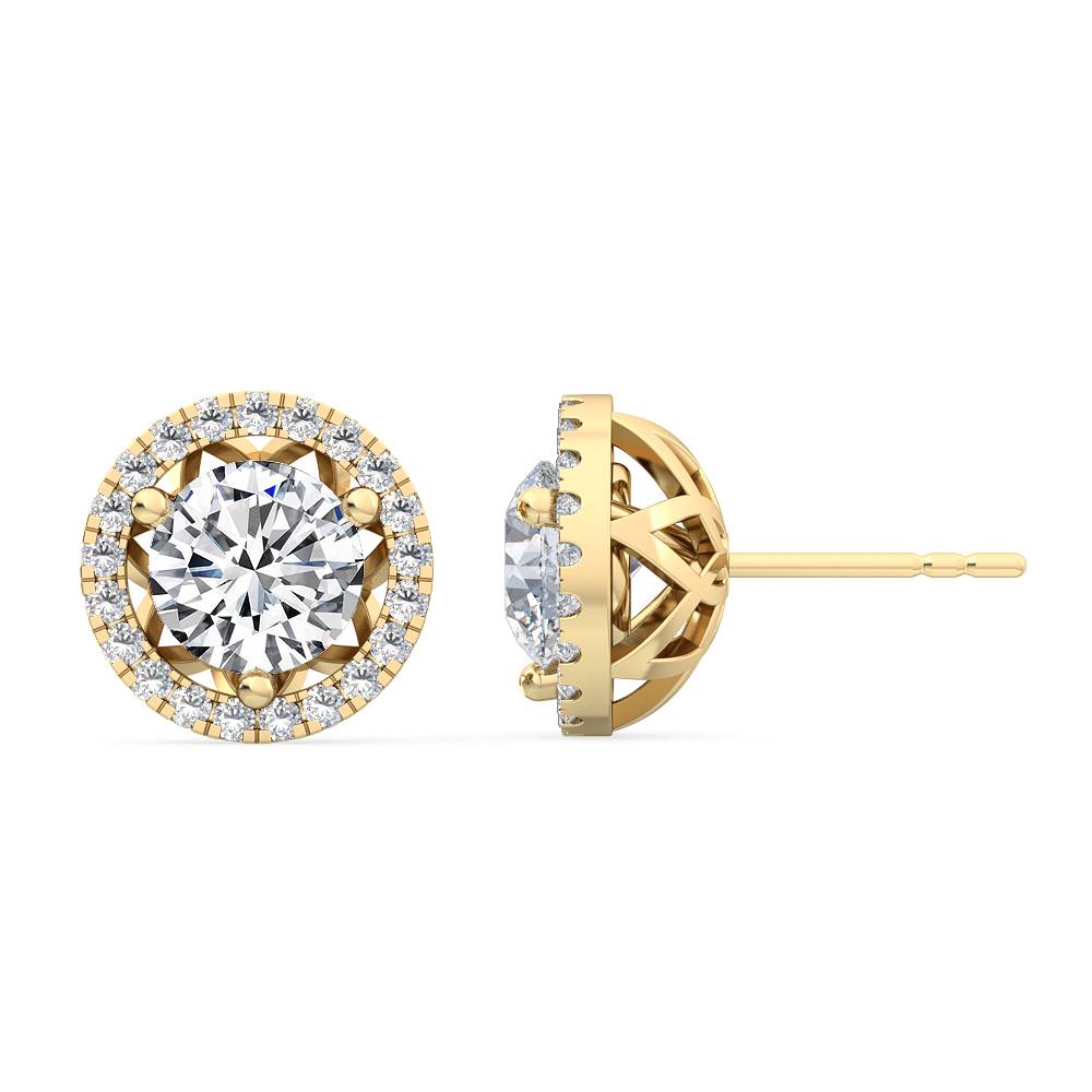 Round Halo Earring - Yellow Gold otrodiamonds