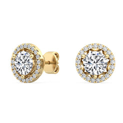 Round Halo Earring - Yellow Gold otrodiamonds