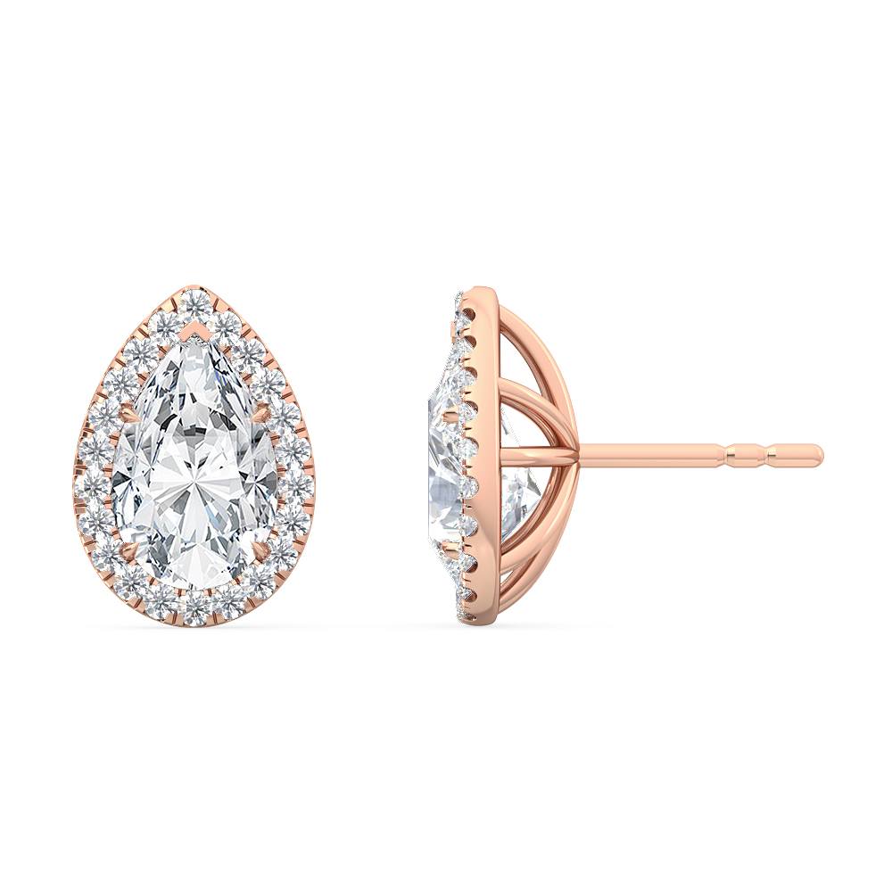 Pear Halo Earring - Rose Gold otrodiamonds