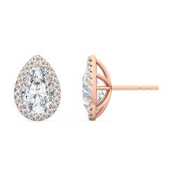 Pear Halo Earring - Rose Gold otrodiamonds