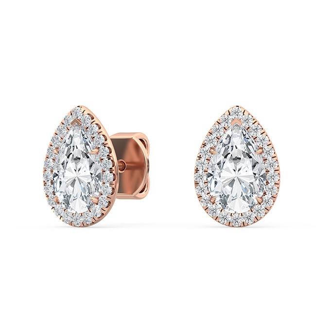 Pear Halo Earring - Rose Gold otrodiamonds