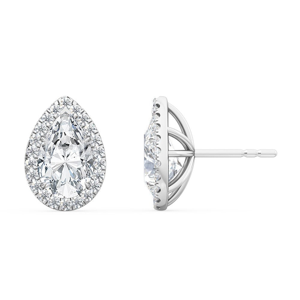 Pear Halo Earring - White Gold otrodiamonds