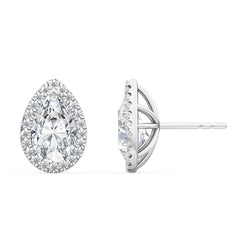 Pear Halo Earring - White Gold otrodiamonds