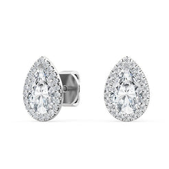 Pear Halo Earring - White Gold otrodiamonds