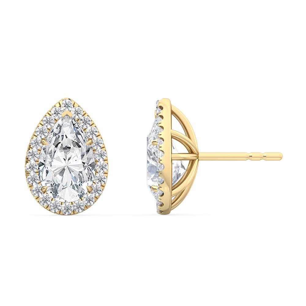 Pear Halo Earring - Yellow Gold otrodiamonds