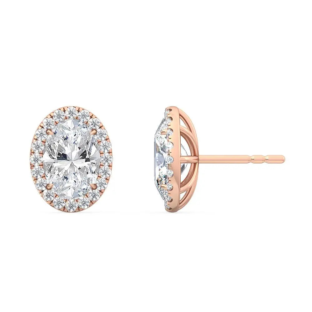 Oval Halo Earring - Rose Gold otrodiamonds