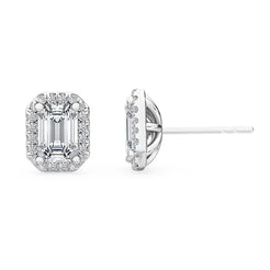 Emerald Halo Earring - White Gold otrodiamonds