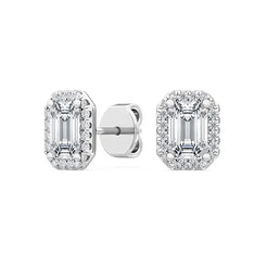 Emerald Halo Earring - White Gold otrodiamonds