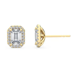 Emerald Halo Earring - Yellow Gold otrodiamonds