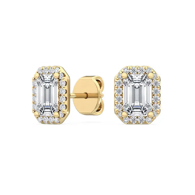 Emerald Halo Earring - Yellow Gold otrodiamonds