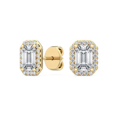 Emerald Halo Earring - Yellow Gold otrodiamonds