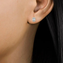 Emerald Halo Earring - Yellow Gold otrodiamonds