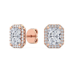 Radiant Halo Earring - Rose Gold otrodiamonds