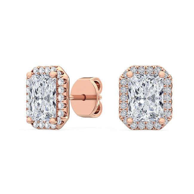 Radiant Halo Earring - Rose Gold otrodiamonds