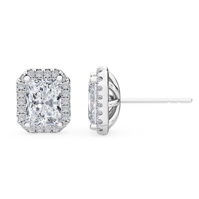 Radiant Halo Earring - White Gold otrodiamonds