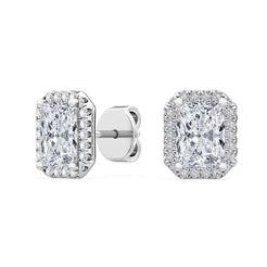 Radiant Halo Earring - White Gold otrodiamonds