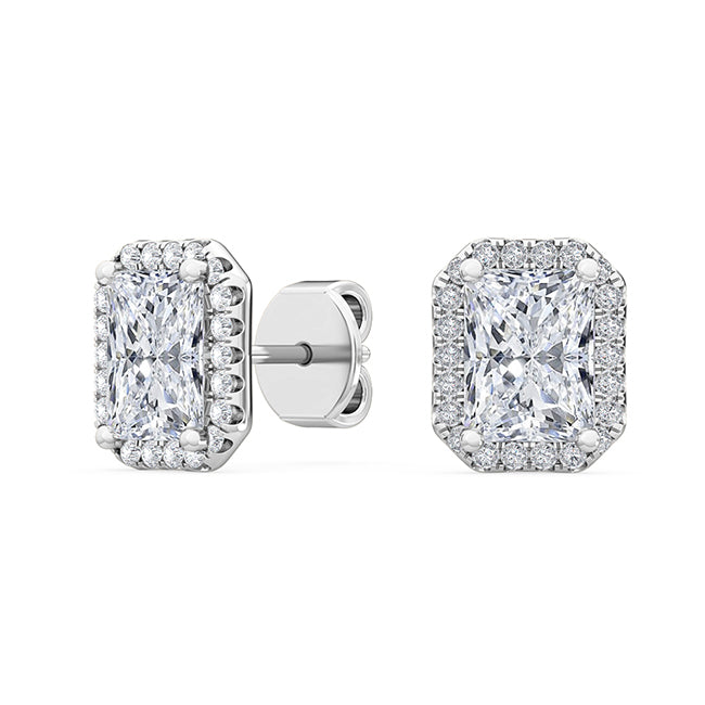 Radiant Halo Earring - White Gold otrodiamonds