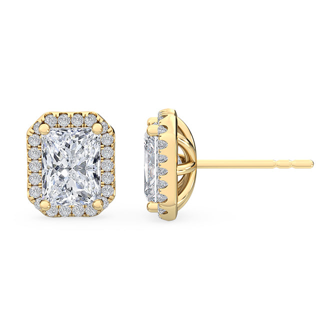 Radiant Halo Earring - Yellow Gold otrodiamonds