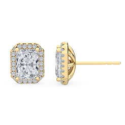 Radiant Halo Earring - Yellow Gold otrodiamonds