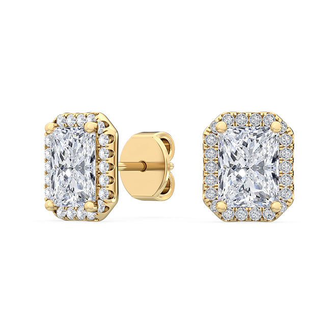 Radiant Halo Earring - Yellow Gold otrodiamonds