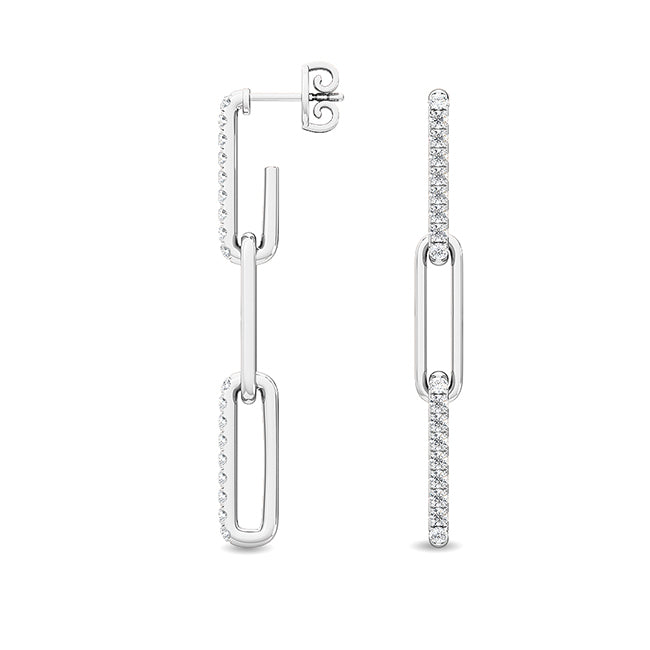 Paper Clip Earring White Gold