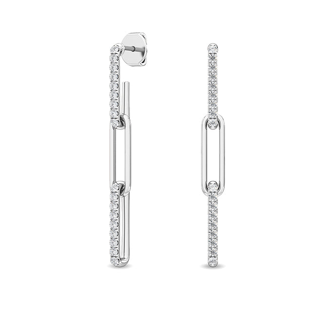 Paper Clip Earring White Gold