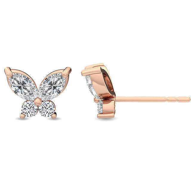 Butterfly Studs in Rose Gold otrodiamonds