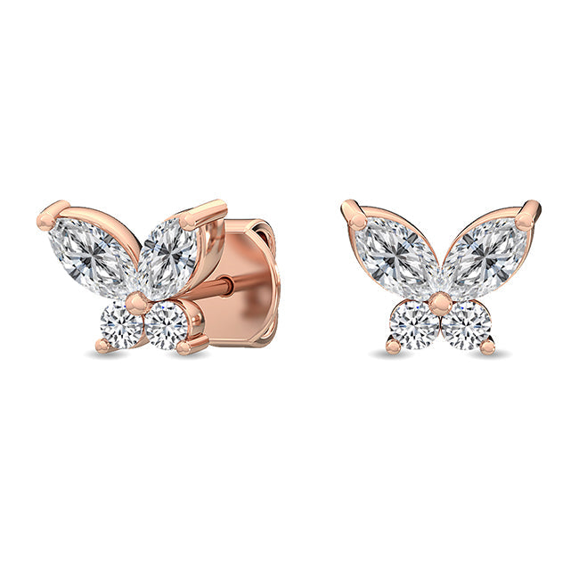 Butterfly Studs in Rose Gold otrodiamonds
