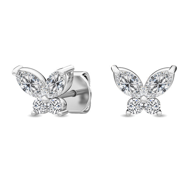 Butterfly Studs in White Gold otrodiamonds
