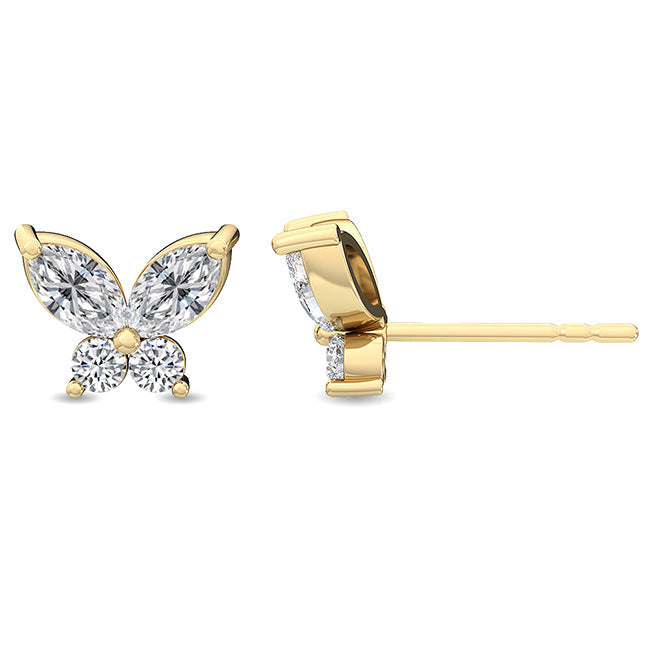 Butterfly Studs in Yellow Gold otrodiamonds