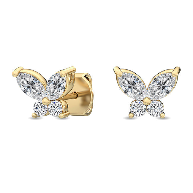 Butterfly Studs in Yellow Gold otrodiamonds