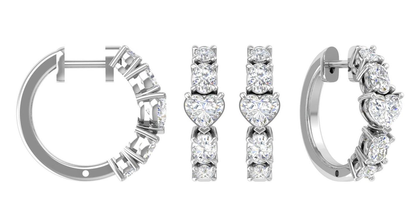 Heart Fusion Hoops -  White Gold otrodiamonds