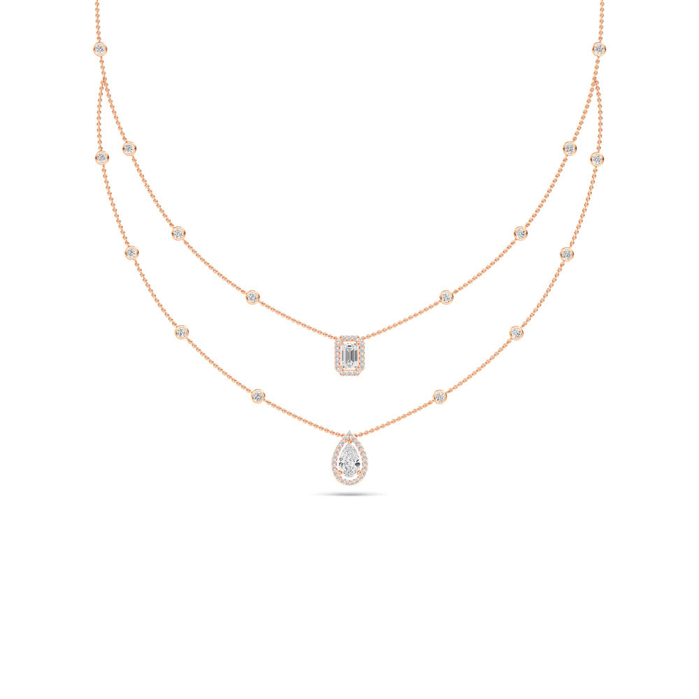 Classic Halo Layered Necklace otrodiamonds