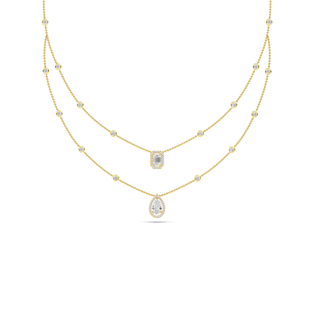 Classic Halo Layered Necklace otrodiamonds