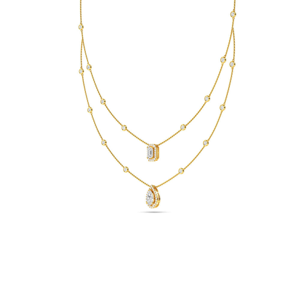 Classic Halo Layered Necklace otrodiamonds
