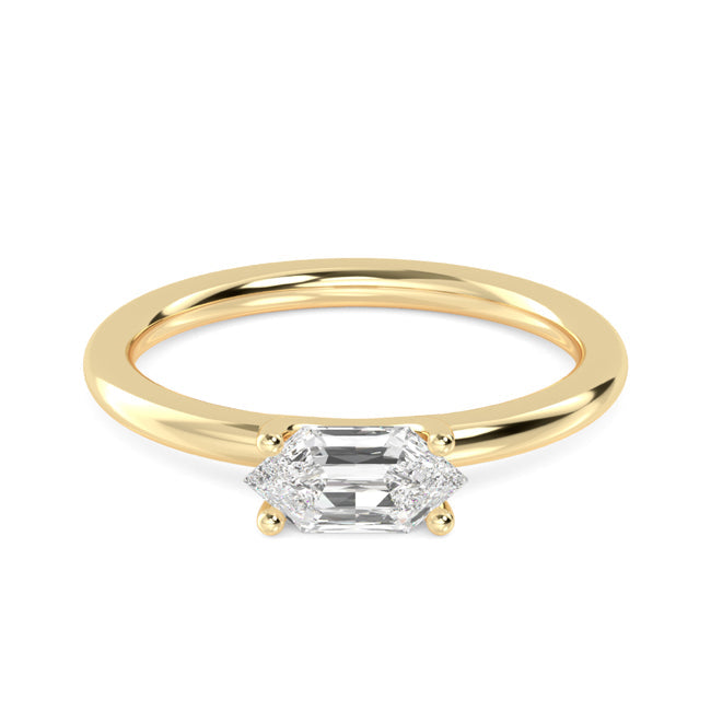Solitaire Hexagon cut Ring otrodiamonds
