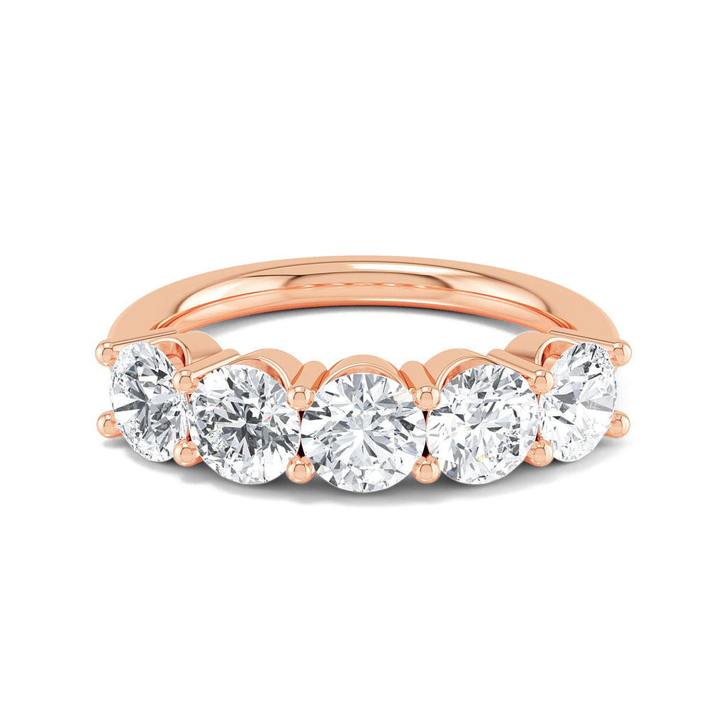 5 Diamond  Stackable Ring Rose Gold otrodiamonds